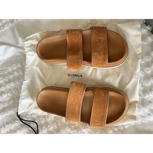 Vince Jenita Women’s Suede Slide Leather Sandals Tan Size 6